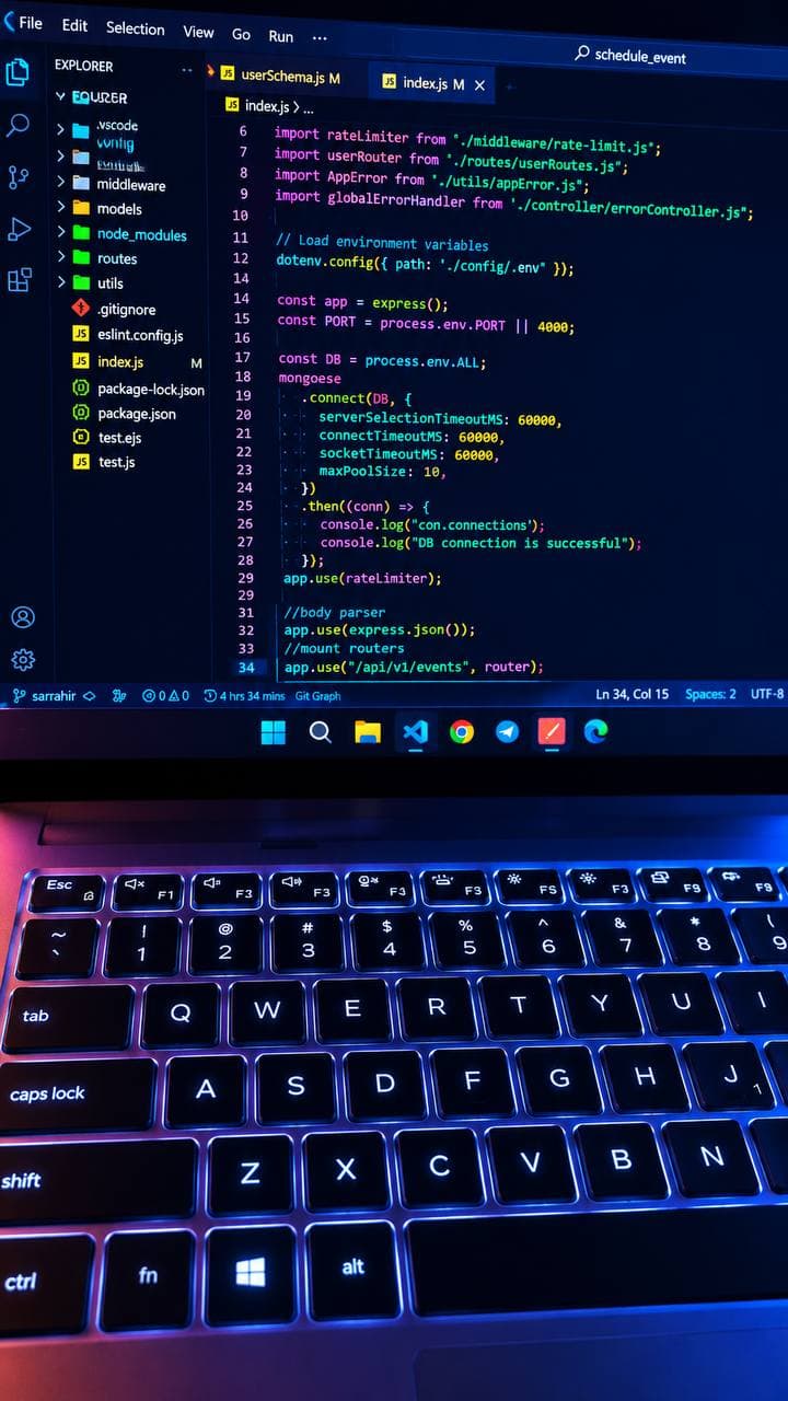 Code on a screen